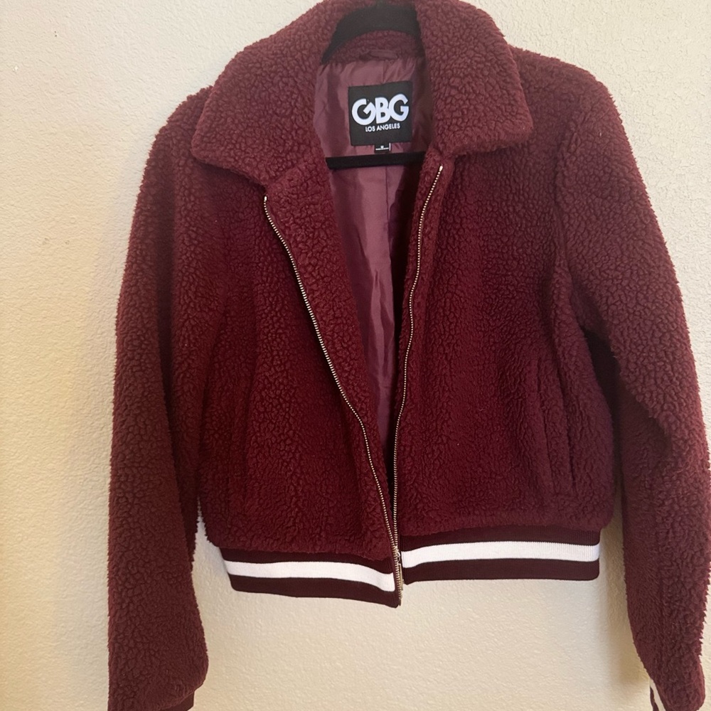 GBG Los Angeles Maroon Sherpa Jacket